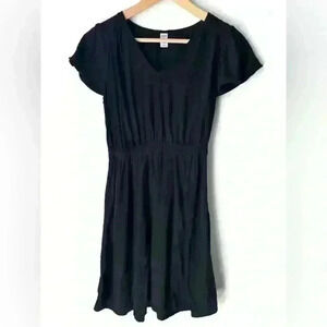 Old Navy Womens Black V-Neck Summer Fit and Flare Dress XS Petite Casual